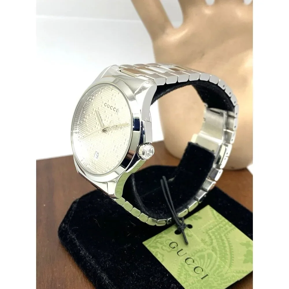 Gucci Men's Watch YA126459 G-Timeless Swiss Quartz Silver Dial Steel 38mm
